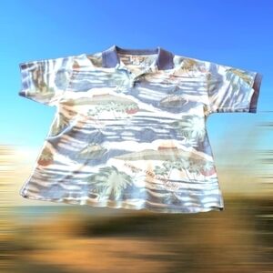 BUNGALOW BRAND - Cruise Line Polo Shirt Beach Party Men Large T25